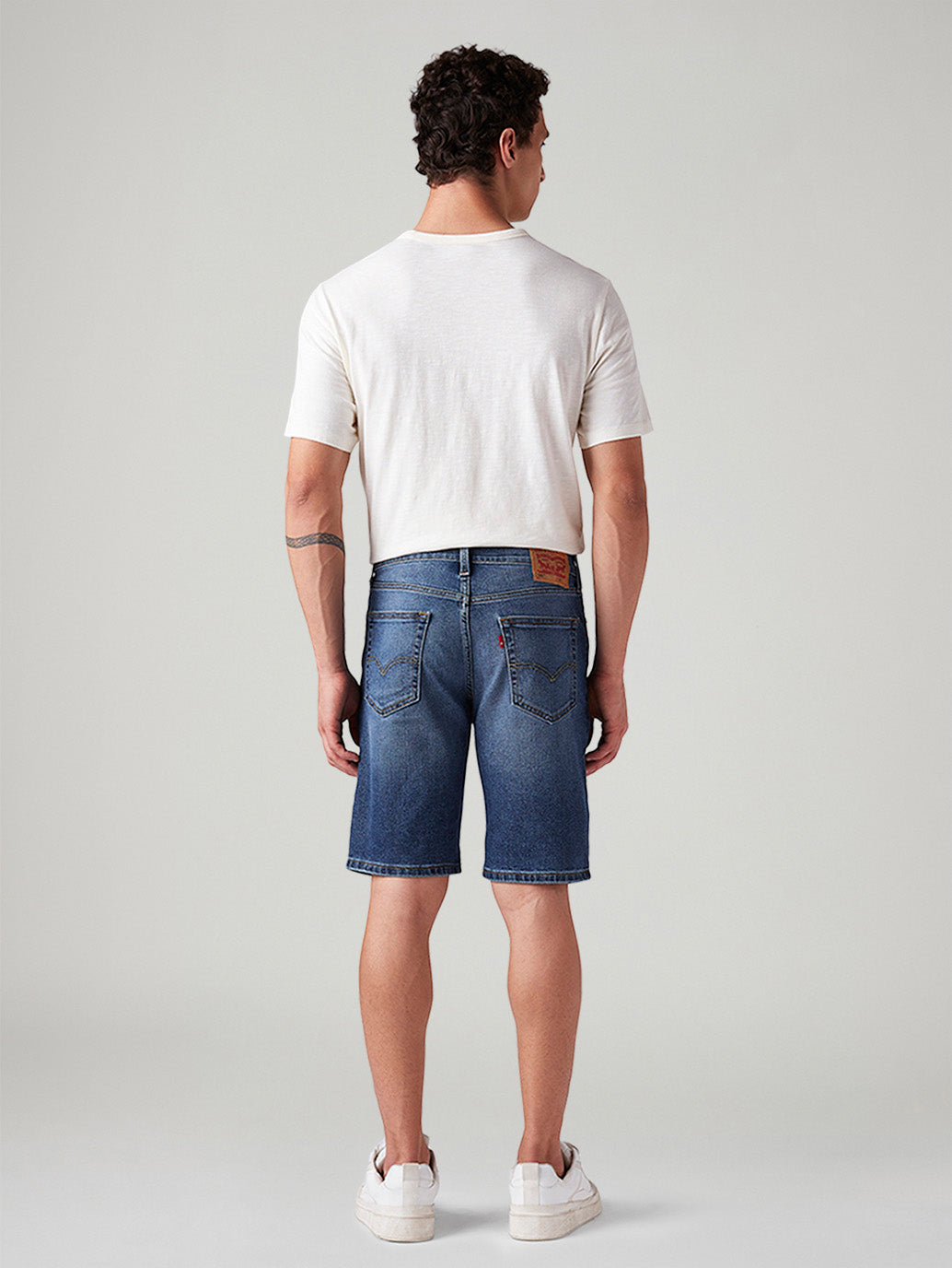 Men's 541 Blue Athletic Tapered Fit Mid Rise Shorts - Back View