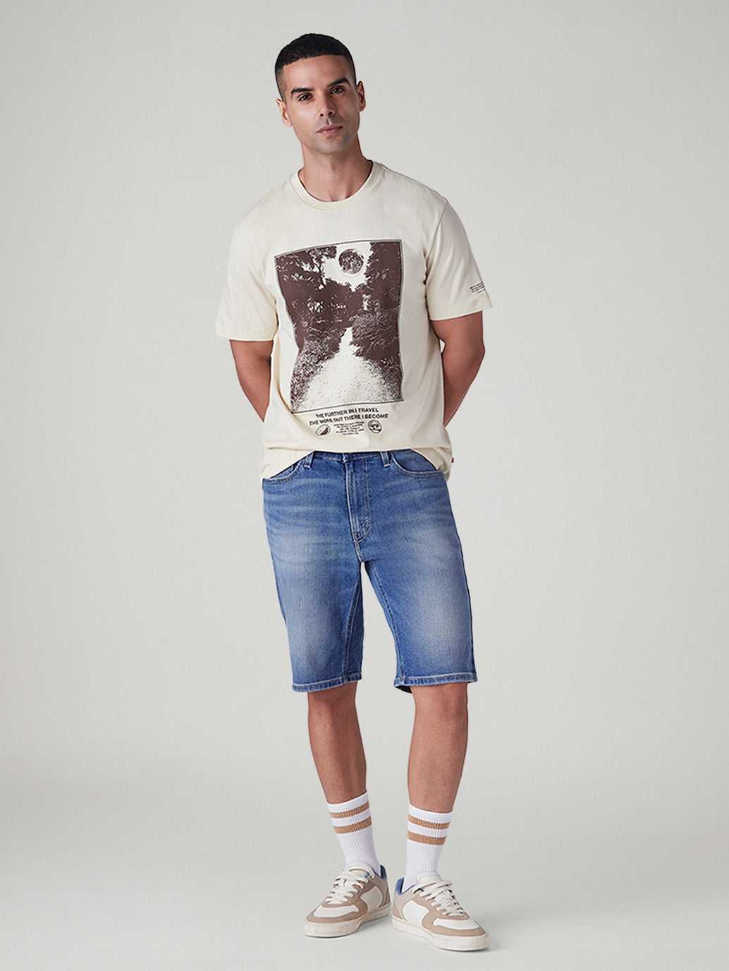 Men's 541 Blue Tapered Fit Mid Rise Shorts - Front View