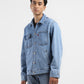 Men's Solid Blue Collar Neck Denim Jacket - 83bef3e9-ff2c-4af4-ae1a-b945658b927e View