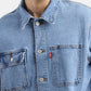 Men's Solid Blue Collar Neck Denim Jacket - 8d4685d2-3486-4a2d-ac68-4e98baf9d7c0 View