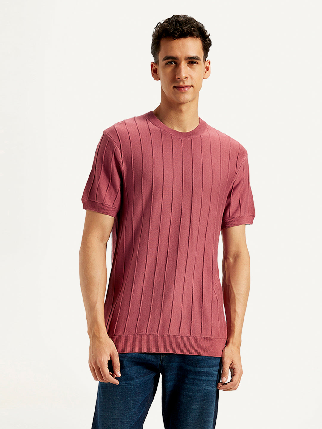 Men's Redloop Textured Slim Fit T-Shirt - Front View