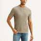 Men's Textured Beige Slim Fit T-shirt - Styleshot View