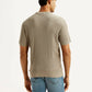 Men's Textured Beige Slim Fit T-shirt - Back View