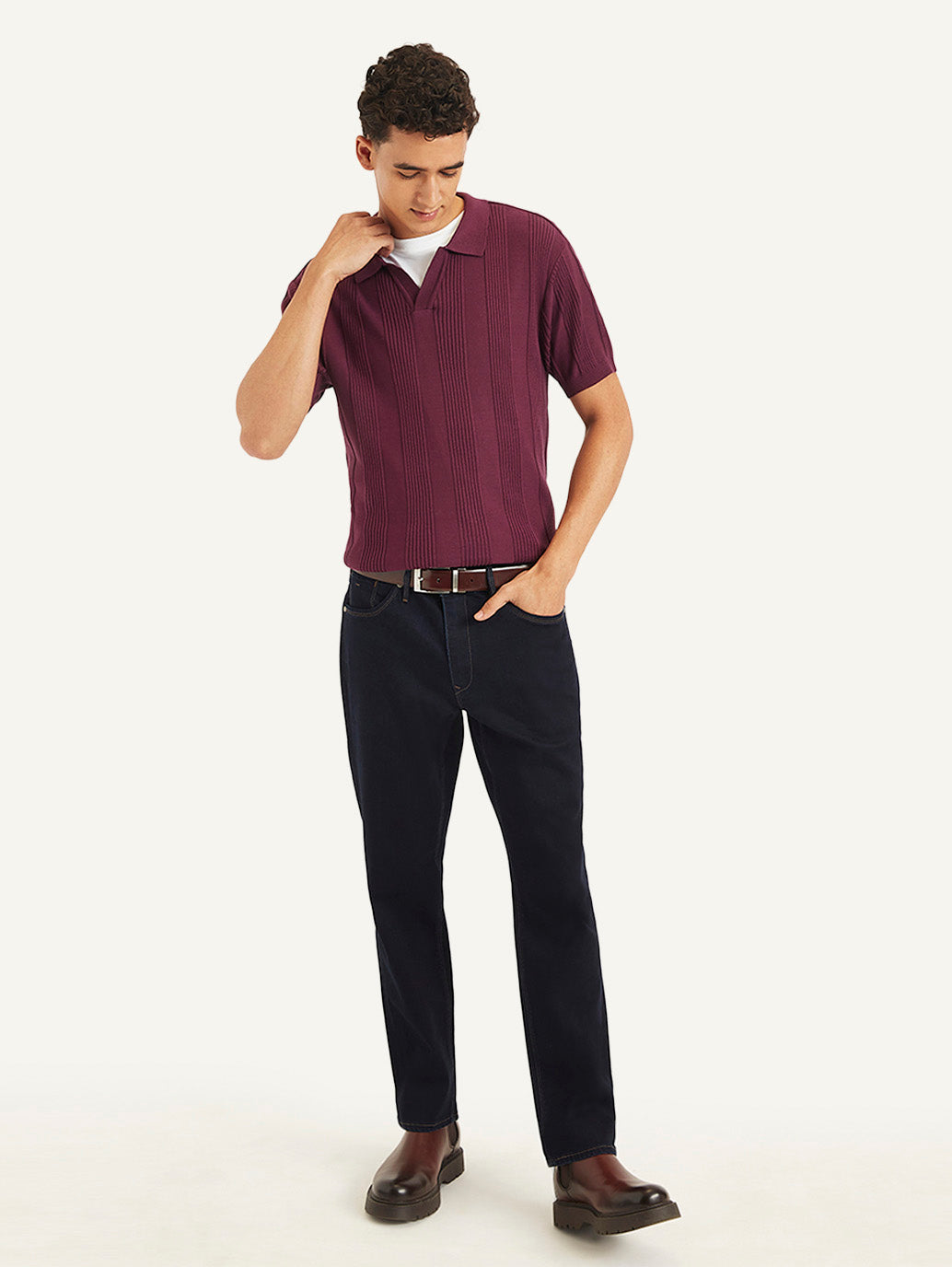 Men's Redloop Striped Slim Fit Polo T-Shirt - ff5fd825-5563-4ce9-b5e9-7cc1d6610499 View