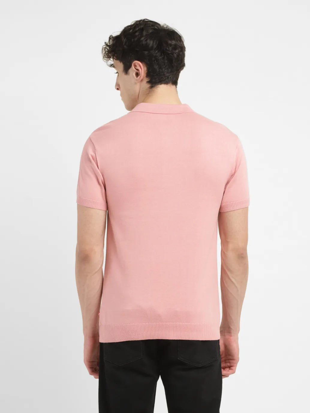 Men's Colorblock Pink Polo Collar Sweater - 5c4c723b-f4b5-42bd-909f-b43a52a3699f View