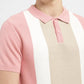Men's Colorblock Pink Polo Collar Sweater - 74d9182f-9d24-41a2-a587-2945631e1eaa View