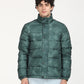 Men's Printed Teal High Neck Puffer Jacket - Front View