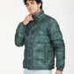 Men's Printed Teal High Neck Puffer Jacket - RightSide View