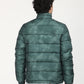 Men's Printed Teal High Neck Puffer Jacket - Back View