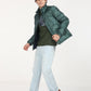 Men's Printed Teal High Neck Puffer Jacket - 7 View