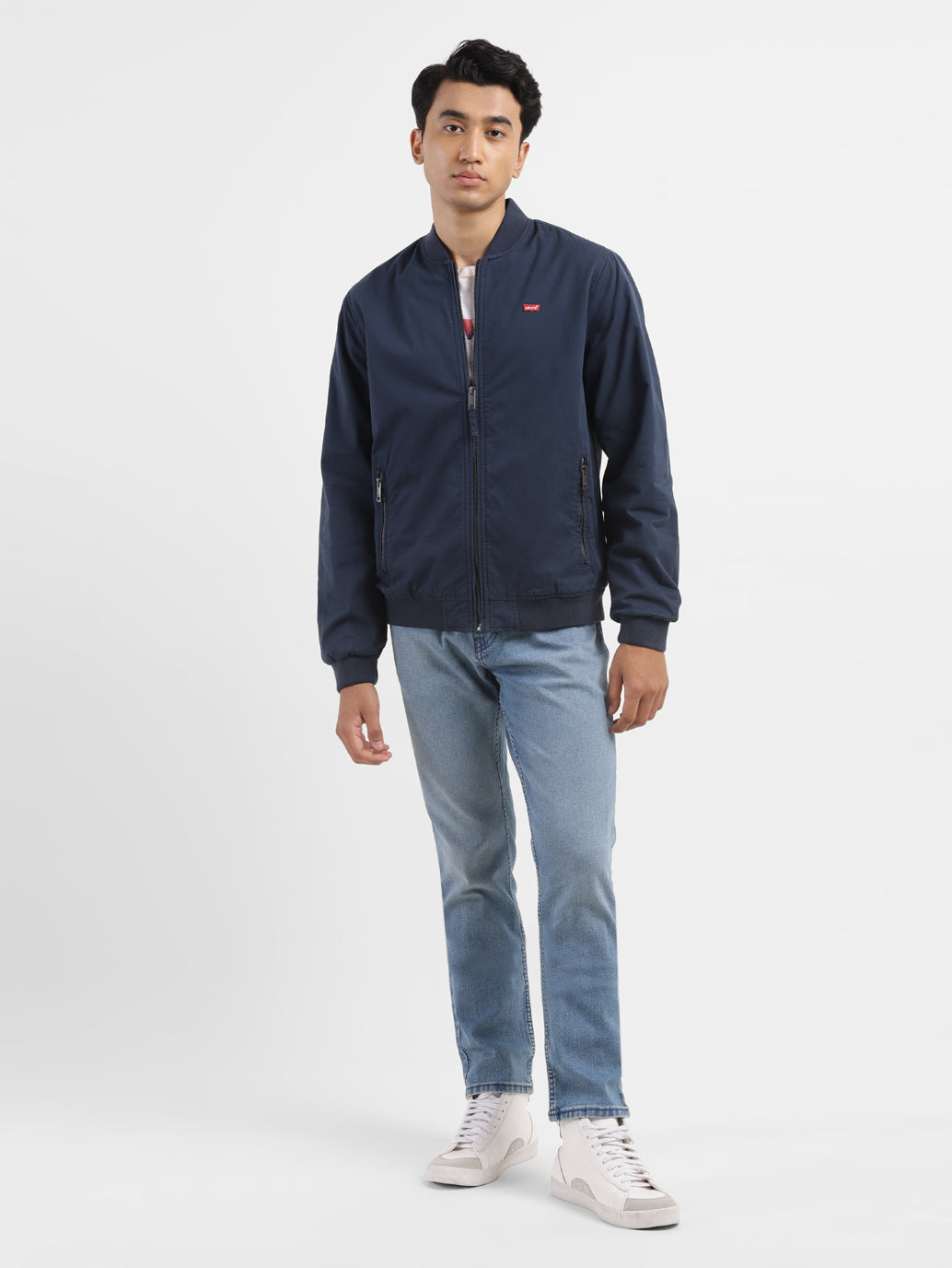 Men's Solid Navy Bomber Jacket - 8d72490f-7fb3-46fc-a7a6-d4517ce715e1 View