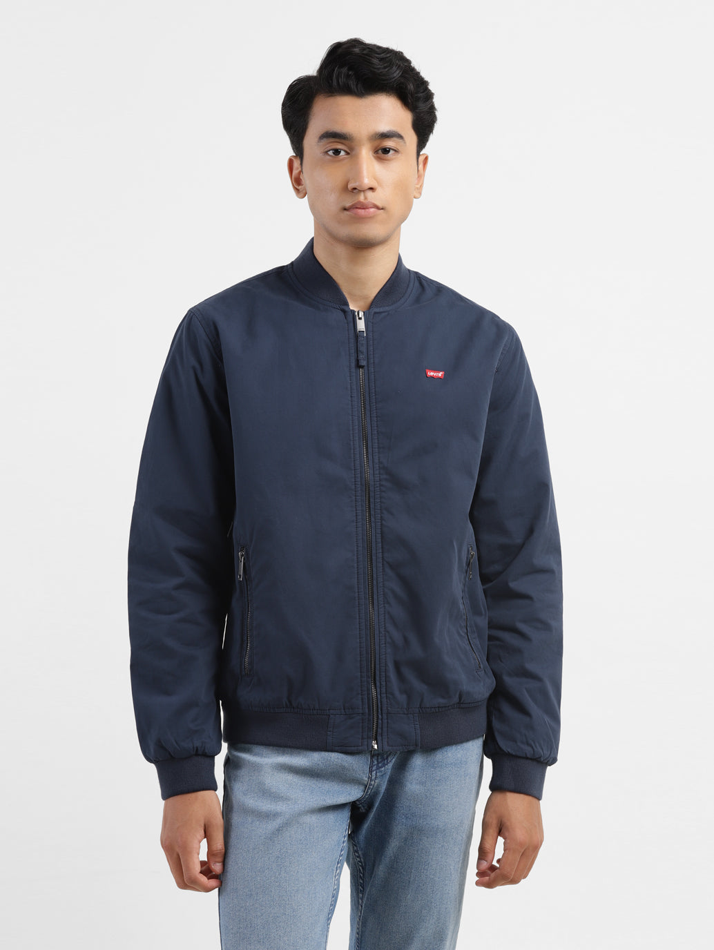 Men's Solid Navy Bomber Jacket - ce4e87ad-666a-4226-b4bc-55a5835a3b6b View
