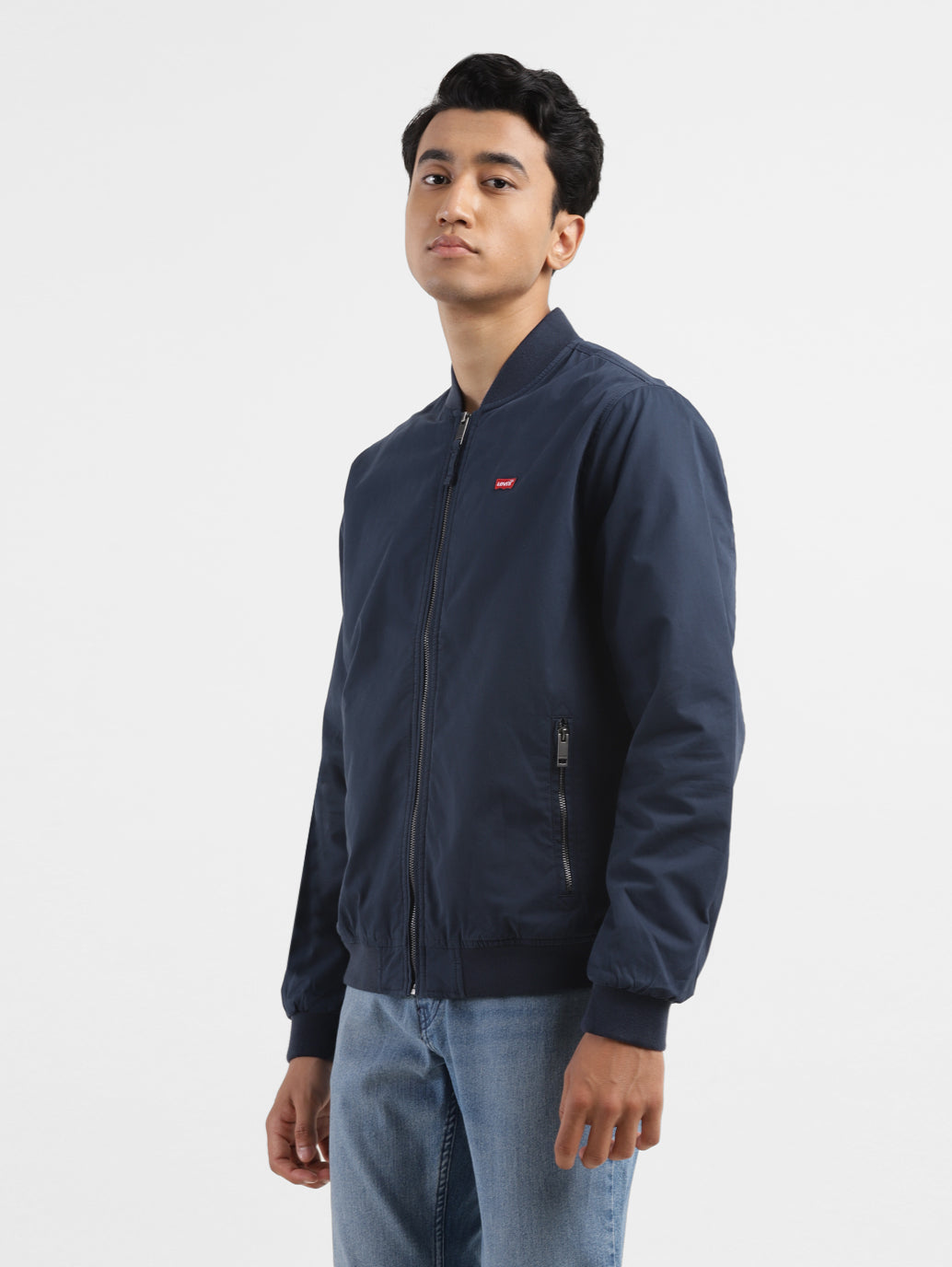 Men's Solid Navy Bomber Jacket - 94df0b70-0851-4918-9411-a8ff3bf125a1 View