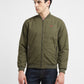 Men's Solid Green Collar Neck Bomber Jacket - 8ce45115-0c76-49fb-acb3-bc34f1dbede8 View