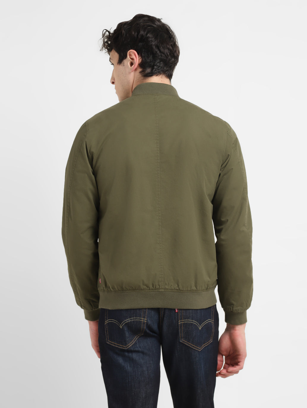 Men's Solid Green Collar Neck Bomber Jacket - f43c0db2-f07a-4b3c-a886-e4409b05074a View