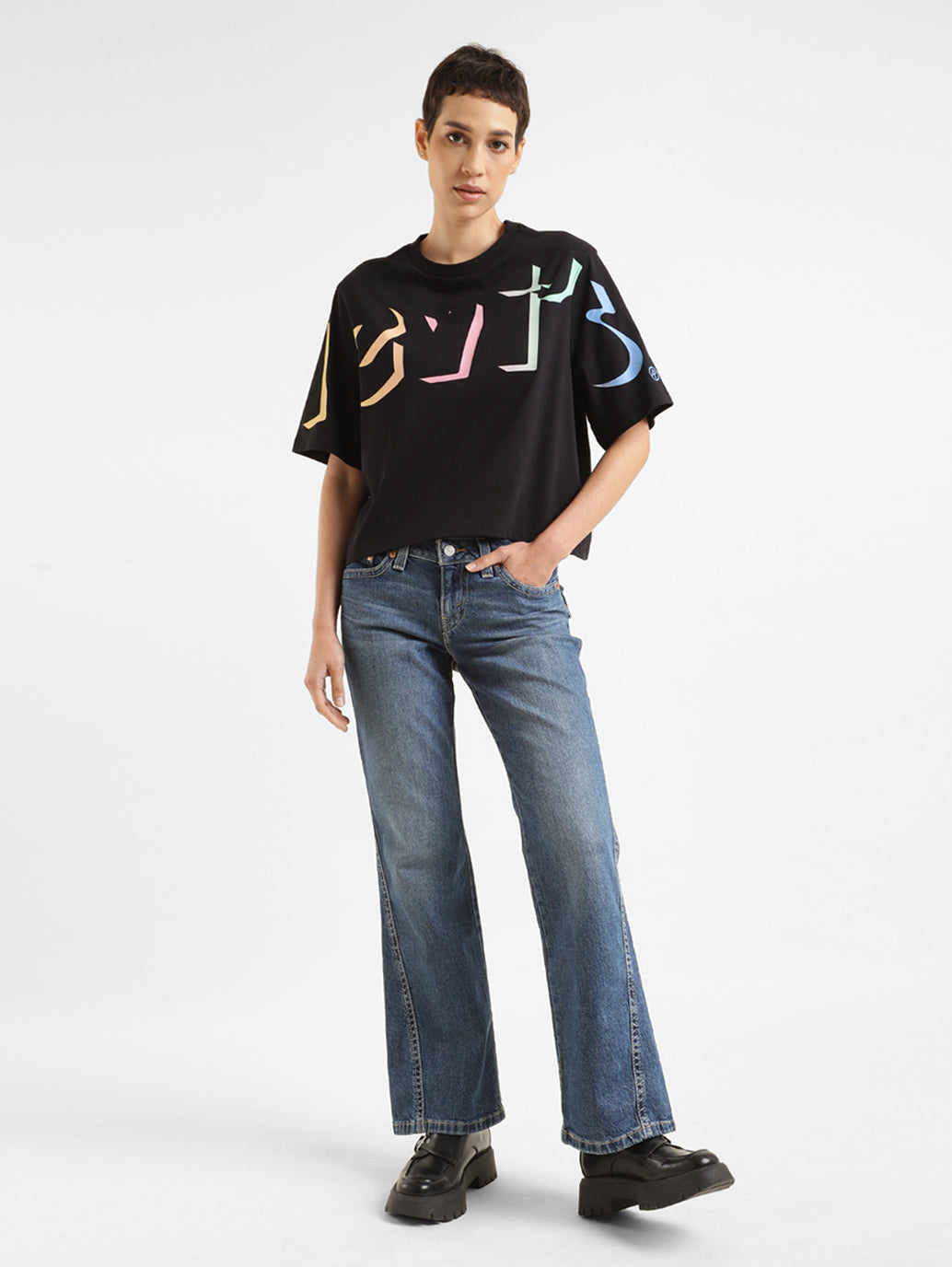 Women's Blue Naughties Bootcut Fit High Rise Jeans - 89066302-c1e1-425c-ad0c-558debf73229 View