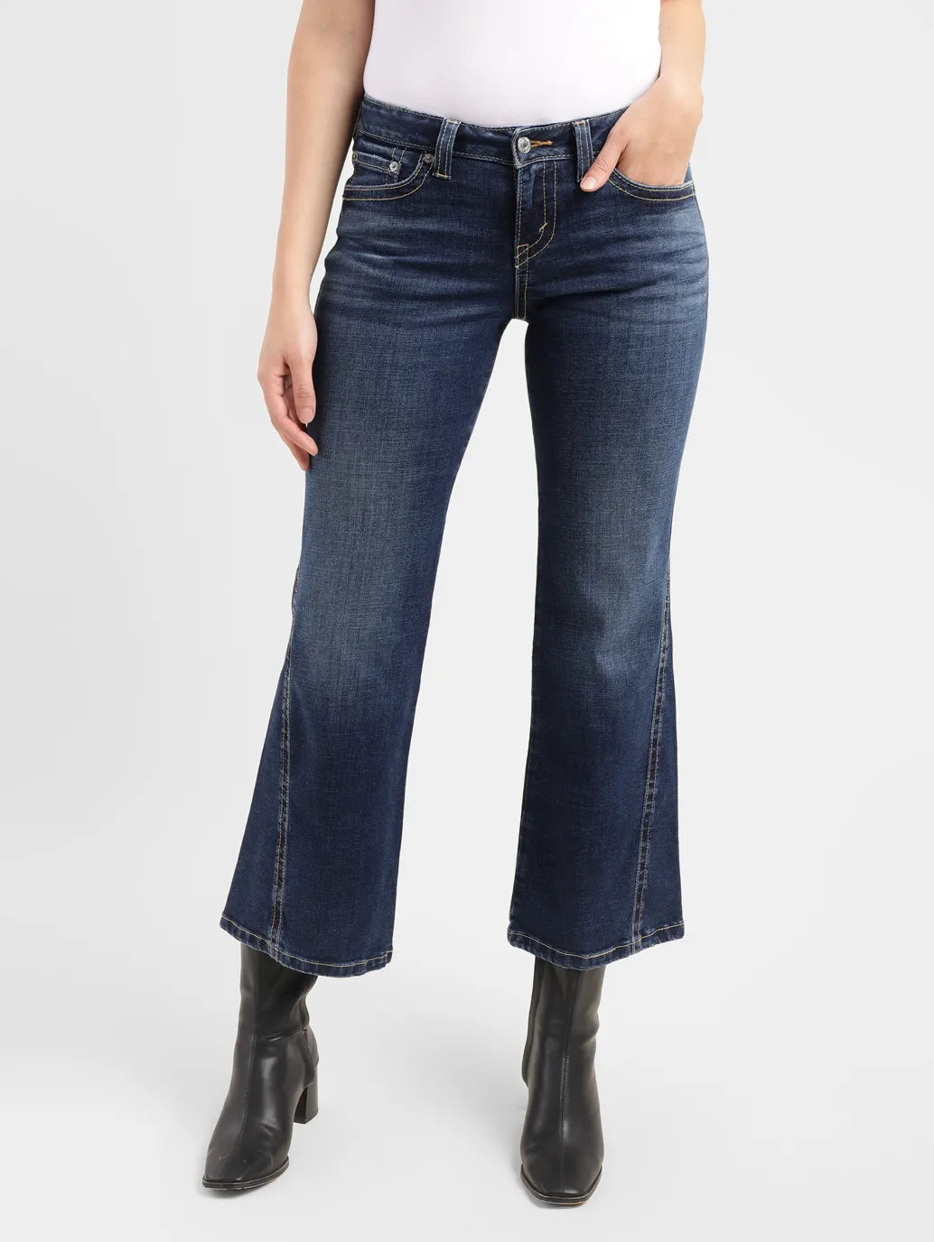 Women's Blue Bootcut Fit Low Rise Jeans - 6f613458-ae4d-47b5-8e8d-916f7dcee635 View