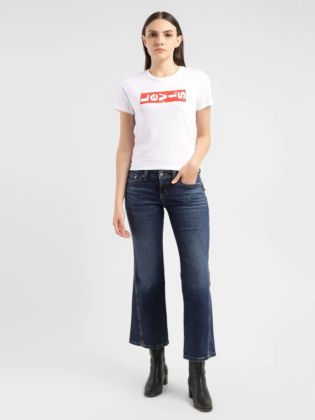 Women's Blue Bootcut Fit Low Rise Jeans - 06899599-43f5-4e0c-bcd4-342a8fbc6c1f View