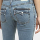 Women's Blue Bootcut Fit Mid Rise Jeans - BackDetails View