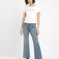 Women's Blue Bootcut Fit Mid Rise Jeans - ModelFront View