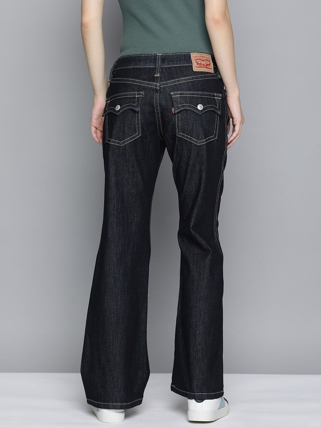 Women's Blue Bootcut Fit Low Rise Jeans - 3 View