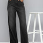 Women's Grey Ribcage Bell Bottom Wide Leg Fit High Rise Jeans - 1 View