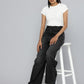 Women's Grey Ribcage Bell Bottom Wide Leg Fit High Rise Jeans - 4 View