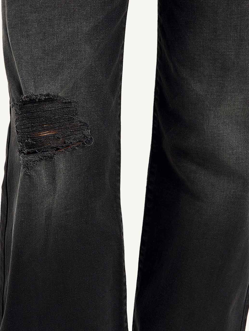 Women's Black Ribcage Bell Bottom Wide Leg Fit High Rise Jeans - Detail View