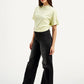 Women's Black Ribcage Bell Bottom Wide Leg Fit High Rise Jeans - Side View