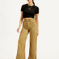 Women's Khaki Ribcage Bell Bottom Wide Leg Fit High Rise Jeans - Styleshot View