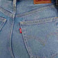 Women's Blue Ribcage Bell Bottom Wide Leg Fit High Rise Jeans - Detail View