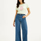 Women's Blue Ribcage Bell Bottom Wide Leg Fit High Rise Jeans - Styleshot View