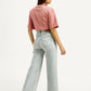 Women's Light Blue Ribcage Bell Bottom Wide Leg Fit High Rise Jeans - Back View