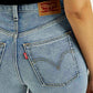 Women's Light Indigo Ribcage Wide Leg Fit High Rise Jeans - Detail View