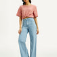 Women's Light Indigo Ribcage Wide Leg Fit High Rise Jeans - Styleshot View