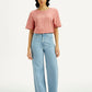 Women's Light Indigo Ribcage Wide Leg Fit High Rise Jeans - Front View