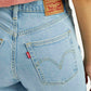 Women's Light Indigo Ribcage Wide Leg Fit High Rise Jeans - Detail View