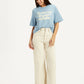Women's Cream Ribcage Wide Leg Fit High Rise Jeans - Styleshot View