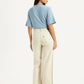 Women's Cream Ribcage Wide Leg Fit High Rise Jeans - Back View