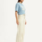 Women's Cream Ribcage Wide Leg Fit High Rise Jeans - Side View