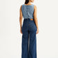 Women's Blue Ribcage Wide Leg Fit Dark High Rise Jeans - Back View