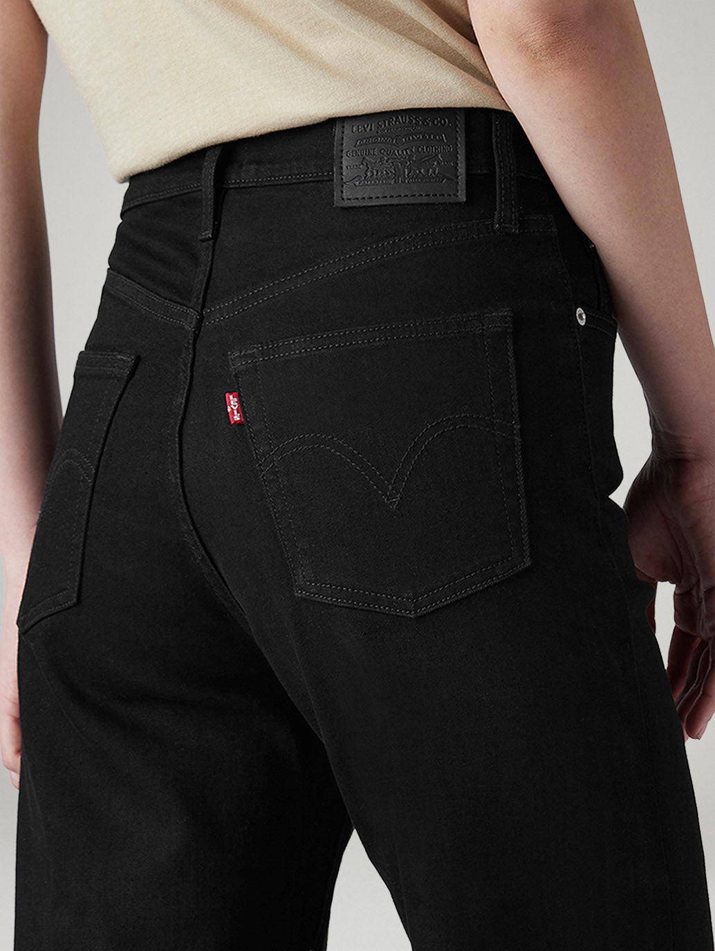 Women's Black Ribcage Wide Leg Fit High Rise Jeans - 20 View