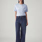Women's Dark Blue Ribcage Wide Leg Fit High Rise Jeans - Front View