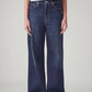 Women's Dark Blue Ribcage Wide Leg Fit High Rise Jeans - Front View