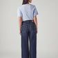 Women's Dark Blue Ribcage Wide Leg Fit High Rise Jeans - Back View
