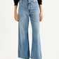 Women's Light Blue Ribcage Wide Leg Fit High Rise Jeans - Front View