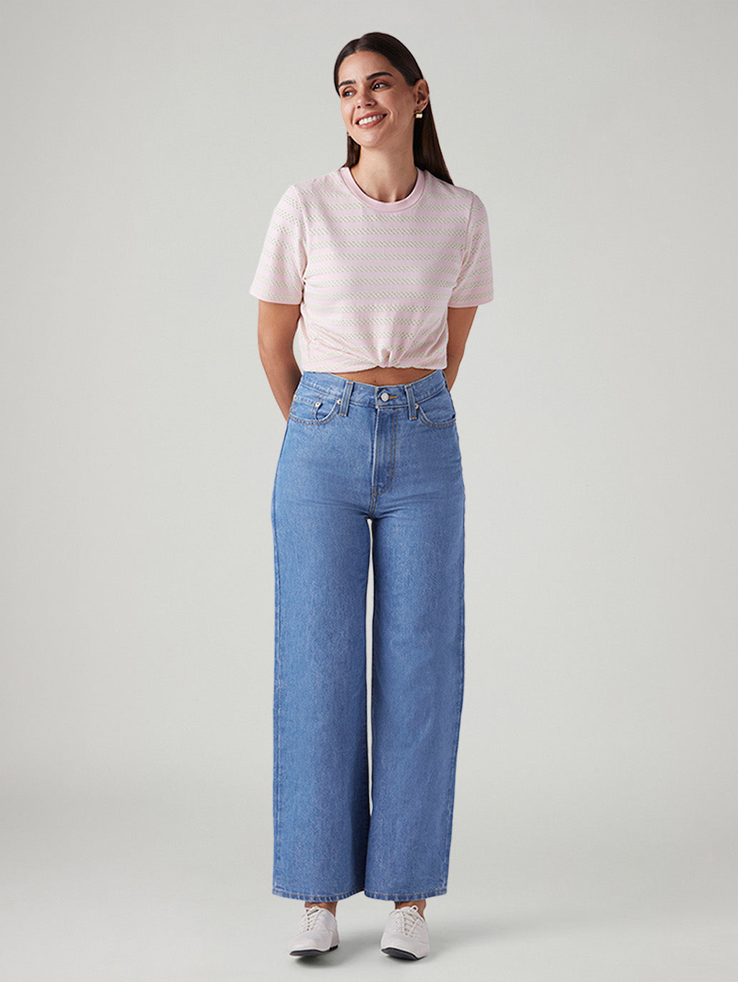 Women's Blue Ribcage Wide Leg High Rise Jeans