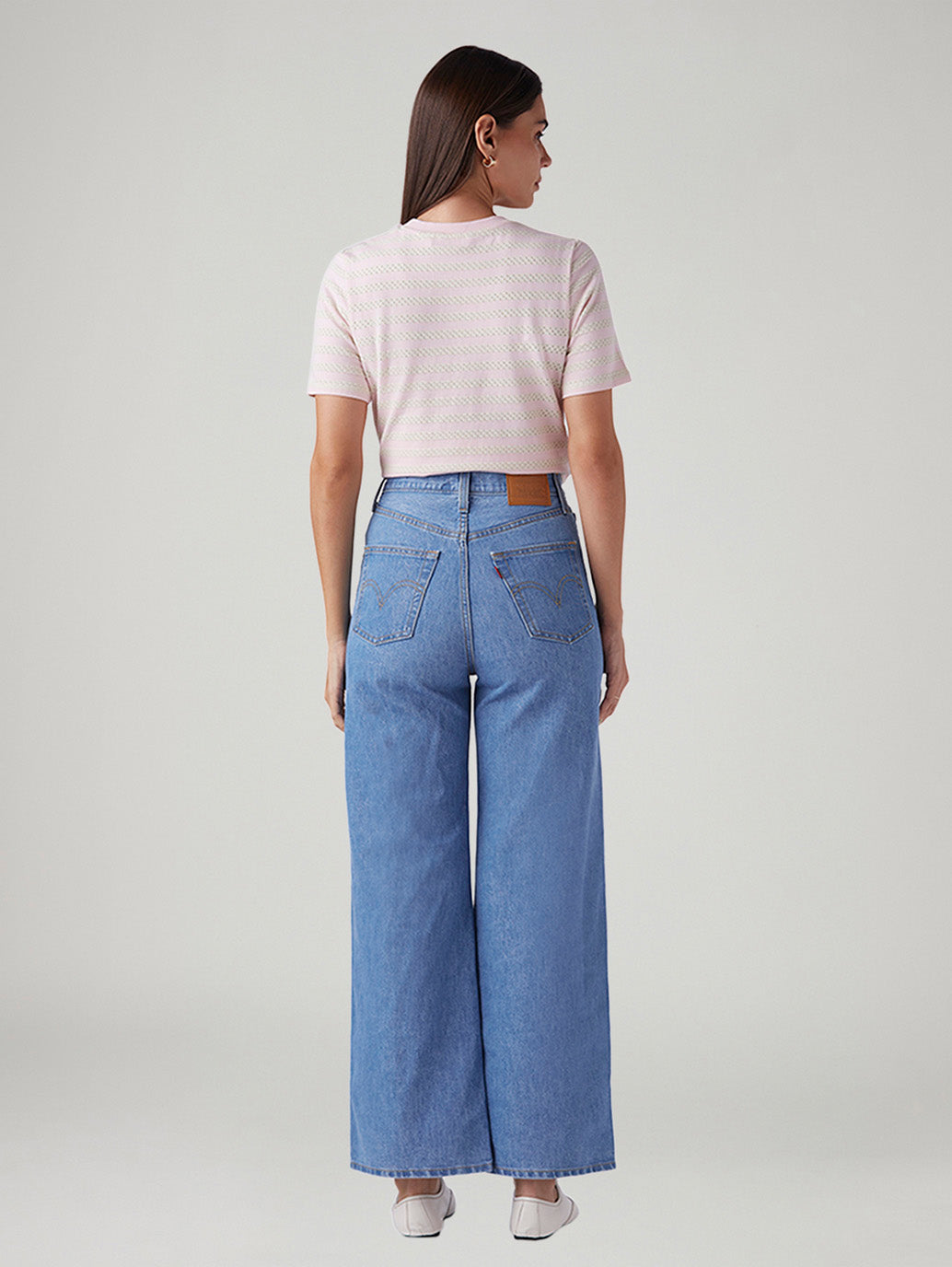 Women's Blue Ribcage Wide Leg High Rise Jeans - Back View