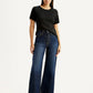 Women's Tinted Navy Blue Ribcage Wide Leg Fit High Rise Jeans - Styleshot View
