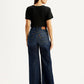 Women's Tinted Navy Blue Ribcage Wide Leg Fit High Rise Jeans - Back View